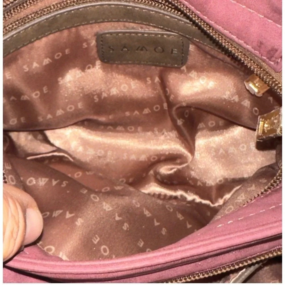 SAMOE Satchel Crossbody Bag Mauve Pink Leopard Print‎ Accent Stylish